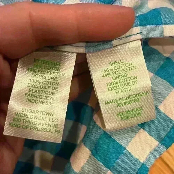 Lilly Pulitzer Women's Blue Check Sarafina Short Sleeve Blouse Size 6 - Picture 3 of 9